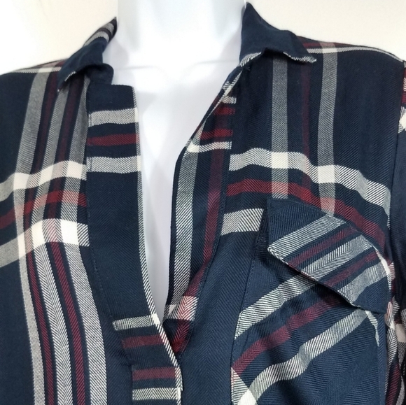 Lulu's Lush Chic Thrills Navy Blue Plaid Tunic Top size XS - Picture 4 of 9